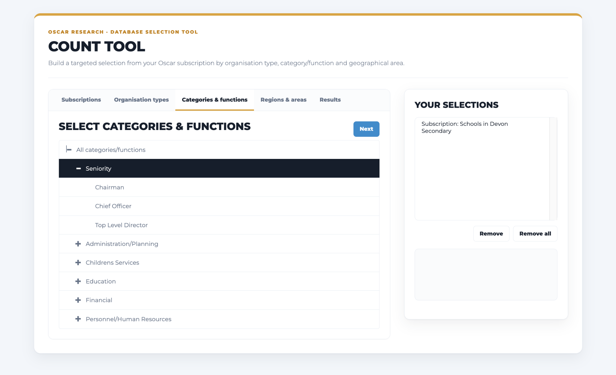 Step 3: select the postholder functions you need.