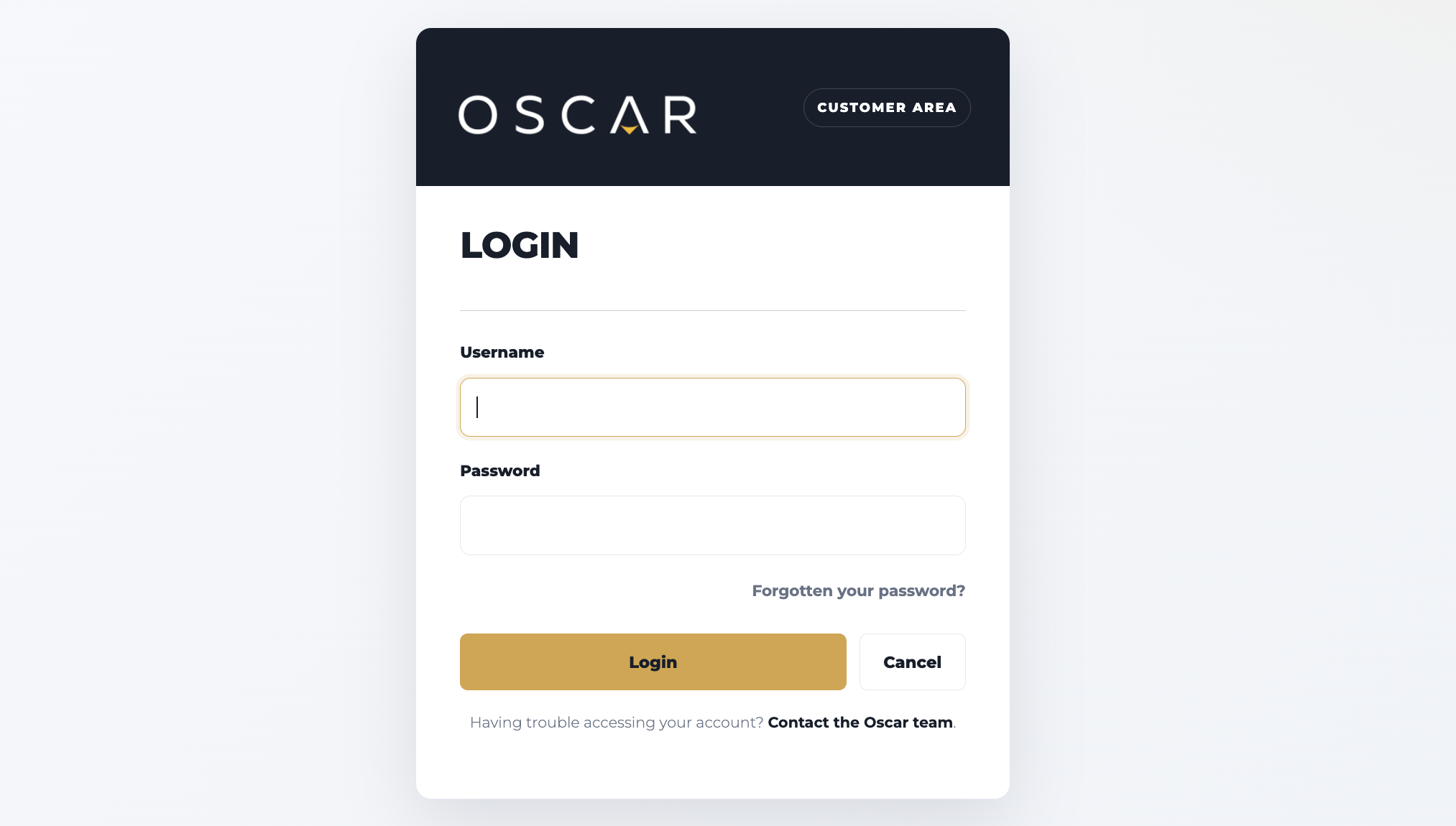 The login form, including the forgotten-password link.